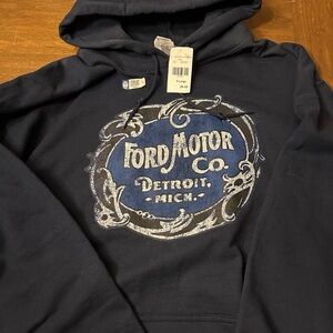 Gildan Dark Blue Hoodie with Graphic Print